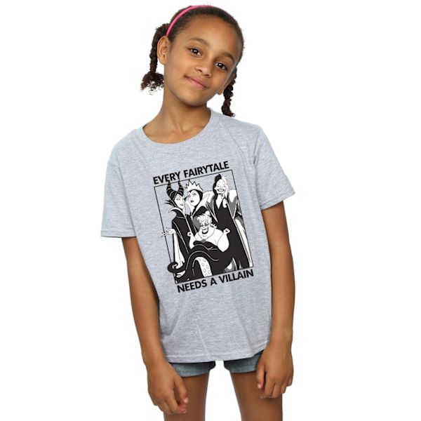 Disney Girls Every Fairy Tale Needs A Villain Bomull T-Shirt 5- Sports Grey 5-6 Years