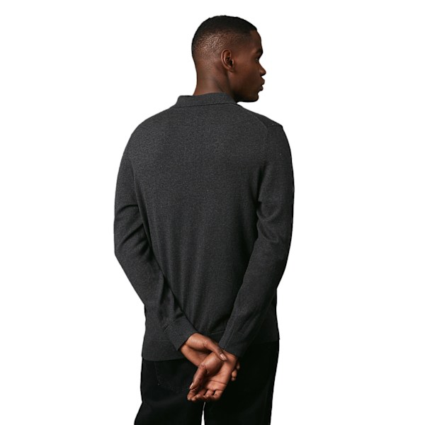 Maine Herr Premium Bomull Stickad Långärmad Pikétröja XXL C Charcoal XXL