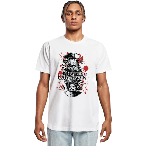 Pirates of the Caribbean Herr Jack Sparrow Bomulls T-shirt 4XL W White 4XL
