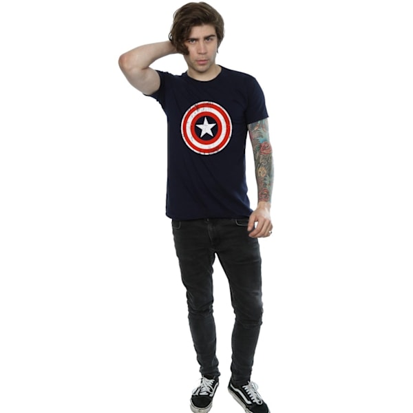 Marvel Herr Captain America Cracked Shield T-Shirt M Deep Navy Deep Navy M