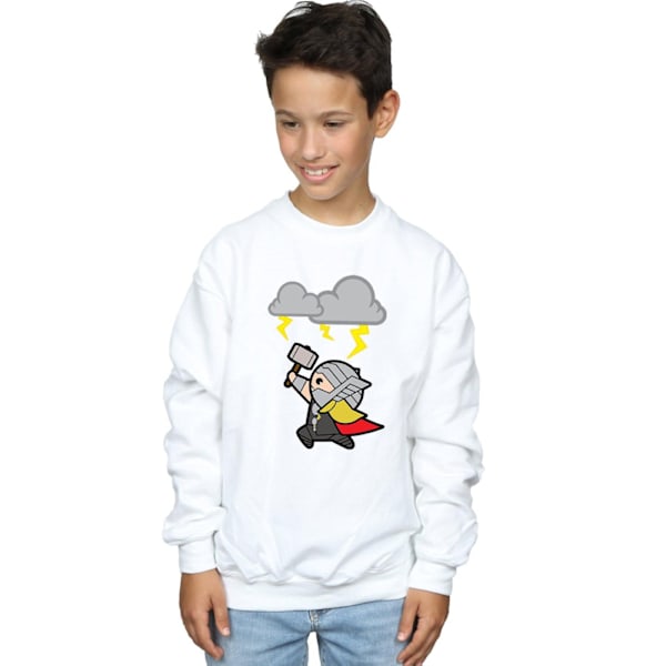 Marvel Boys Kawaii Thor God Of Thunder Sweatshirt 5-6 År Vit White 5-6 Years