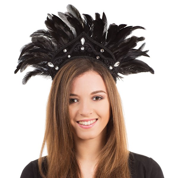 Bristol Novelty Feather Carnival Headdress One Size Black Black One Size