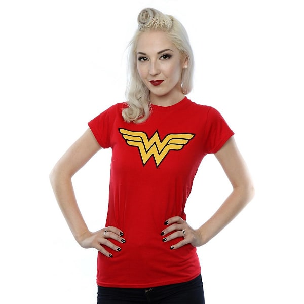 Wonder Woman Dam/Kvinnor Logotyp Bomull T-shirt XS Röd Red XS