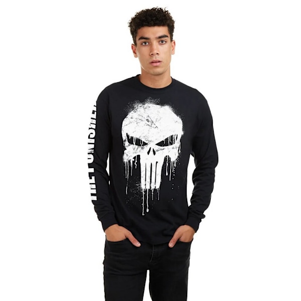 The Punisher Herr Skull Långärmad T-shirt S Svart/Vit Black/White S