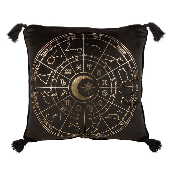 Något Annorlunda Astrologi Hjul Kvadratisk Kudde En Storlek Svart Black/Gold One Size