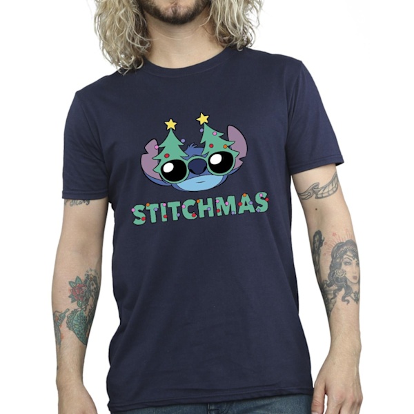 Disney Herr Lilo & Stitch Stitchmas Glasögon T-shirt XL Marinblå Navy Blue XL