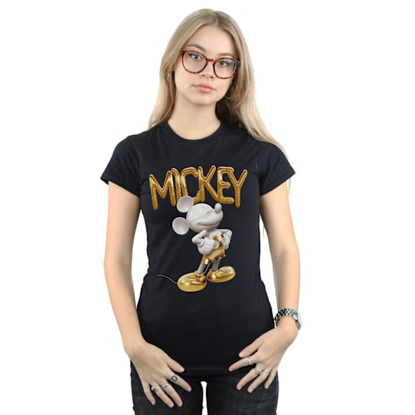 Disney Dam/Dam Mickey Mouse Guld Staty Bomull T-shirt XX Black XXL