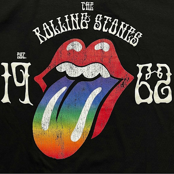 The Rolling Stones Unisex Adult Sixty Rainbow Hi-Build T-Shirt Black XXL