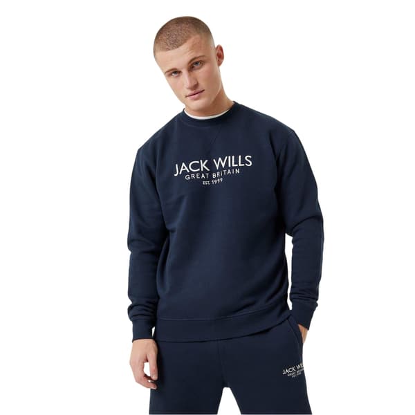 Jack Wills Herr Belvue Broderad Logotyp Tröja S Marinblå Navy S
