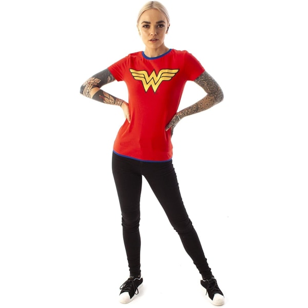 Wonder Woman Dam/Dam T-shirt med logotyp i metall 3XL Röd Red 3XL