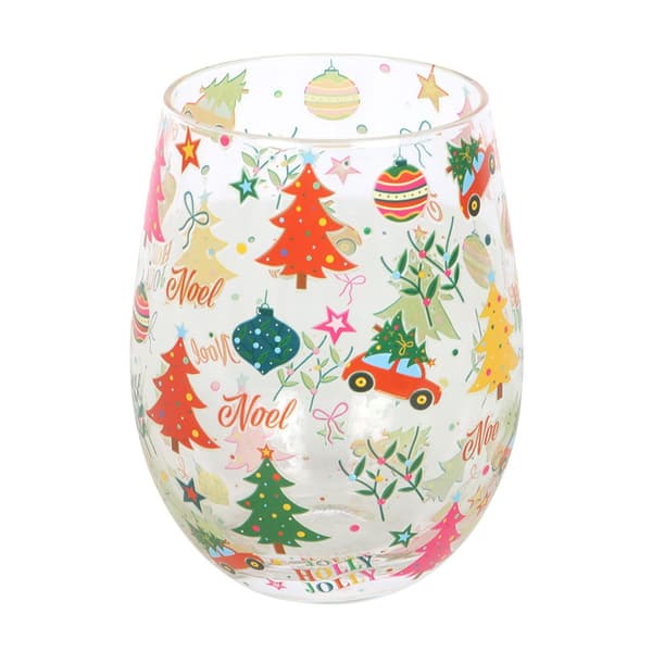 Something Different Nostalgisk Jul Glas utan Fot med Tryck Multicoloured One Size