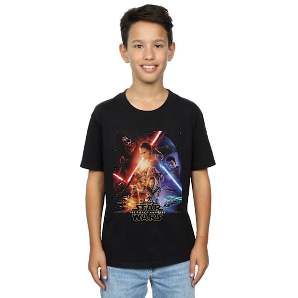 Star Wars Boys Force Awakens Poster T-Shirt 7-8 år Svart Black 7-8 Years