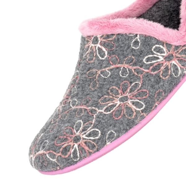 Sleepers Sara Blommig Toffel för dam, Grå, UK 6 Grey 6 UK
