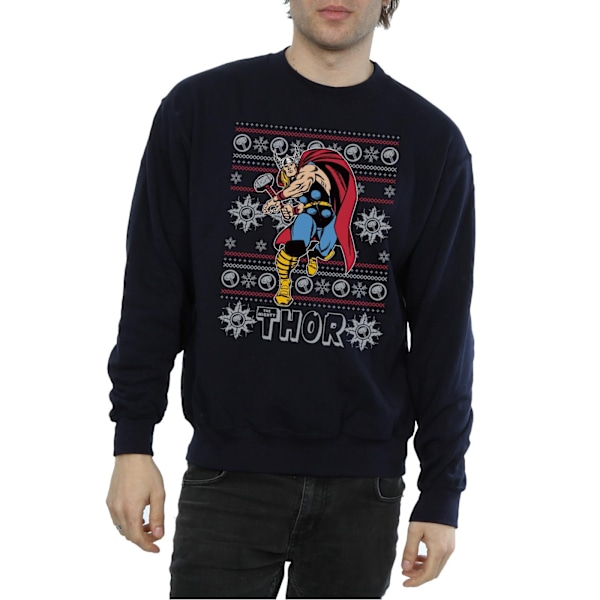 Marvel Herr Thor Fair Isle Sweatshirt M Mörkblå Deep Navy M