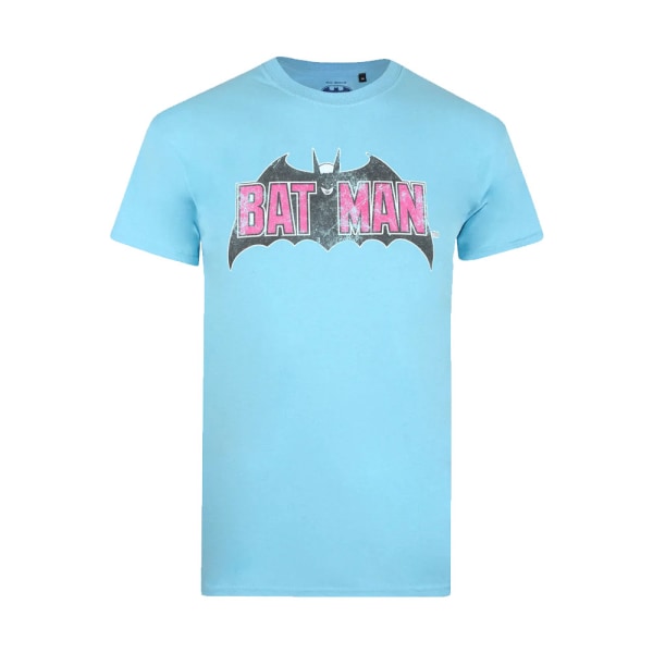 Batman Mens Distressed Logo T-Shirt XL Himmelsblå Sky Blue XL