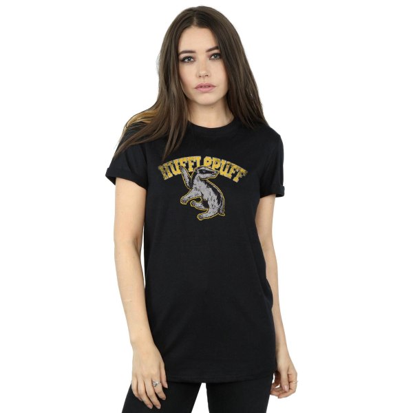 Harry Potter Dam/Kvinnor Hufflepuff Bomull Boyfriend T-shirt Black S