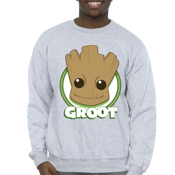 Guardians Of The Galaxy Män Groot Badge Sweatshirt M Sports Gr Sports Grey M