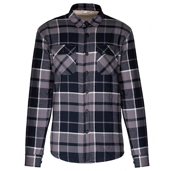 Kariban Herr Rutig Sherpa Fodrad Skjorta Jacka M Storm Grey/Nav Storm Grey/Navy M