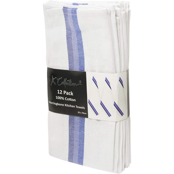 K Collection Randig Diskhandduk Set (12-pack) One Size Blå Blue One Size