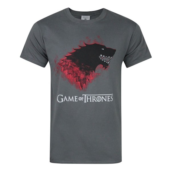 Game of Thrones Bloody Direwolf Stark T-shirt för män S Charcoal Charcoal S