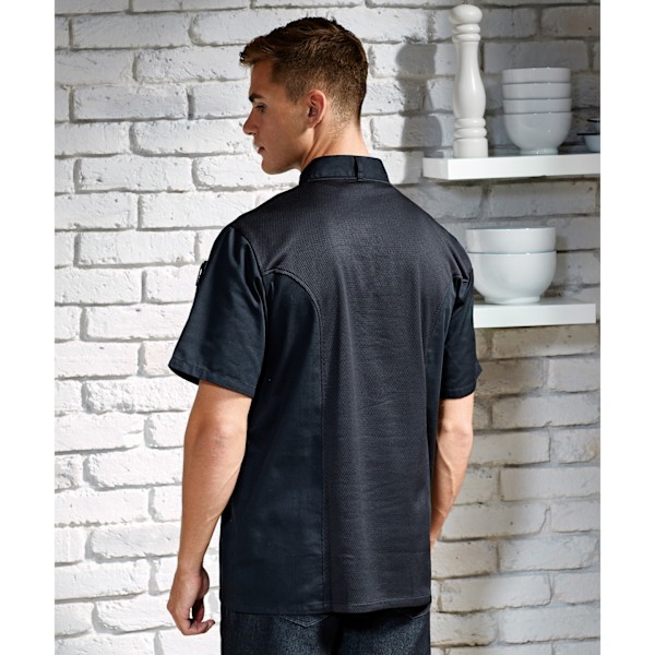 Premier Mens Coolchecker Kortärmad Kockjacka M Svart Black M