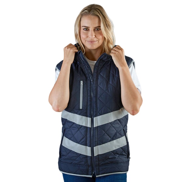 Yoko Dam/Dam Kensington Hi-Vis Hooded Gilet XL Marinblå Navy XL