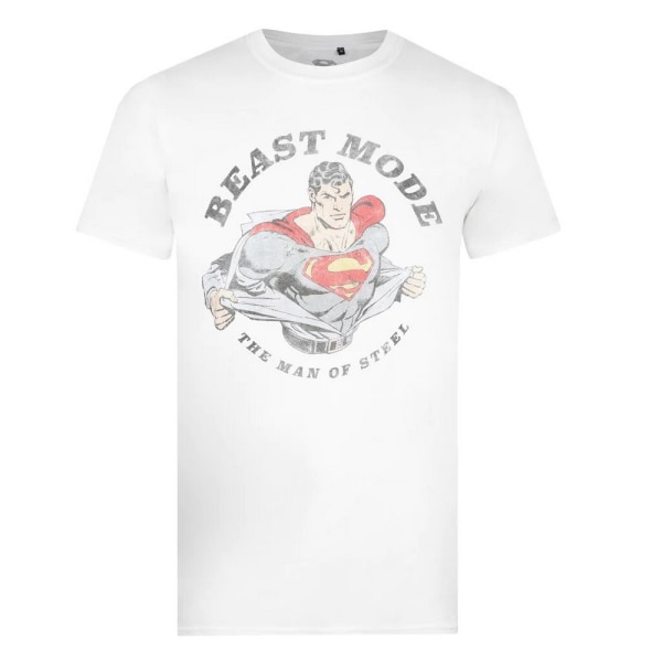 Superman Mens Beast Mode T-shirt XXL Vit White XXL