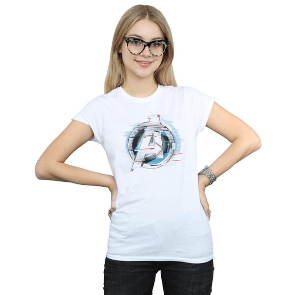 Marvel Womens/Ladies Avengers Endgame Team Tech Logo Bomull T-S White S