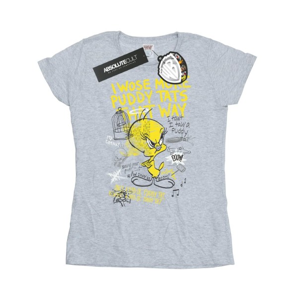 Looney Tunes Dam/Dam Fler Puddy Tats Tweety Cotton T-Shir Sports Grey S