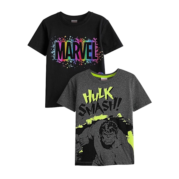 Marvel Boys Smash Logo T-shirt (2-pack) 7-8 år Svart/Grå Black/Grey 7-8 Years