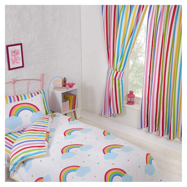 Bedding & Beyond Rainbow Striped Lined Curtains (2-pack) 54i Multicoloured 54in x 66in