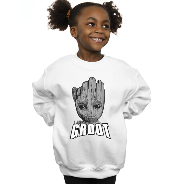 Marvel Girls Guardians Of The Galaxy Groot Face Sweatshirt 5-6 White 5-6 Years