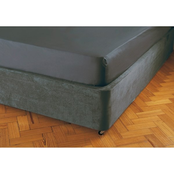 Belledorm Faux Suede Divan Base Wrap (19in) Dubbel Kol Charcoal Double