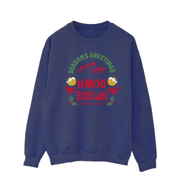 Netflix Mens Stranger Things Upside Down Seasons Greetings Sweatshirt Navy Blue M