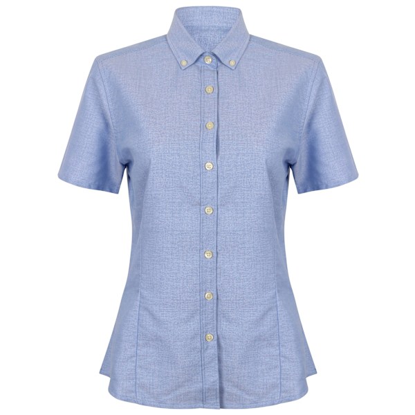 Henbury Dam/Damer Modern Kortärmad Oxford Skjorta S Blå Blue S