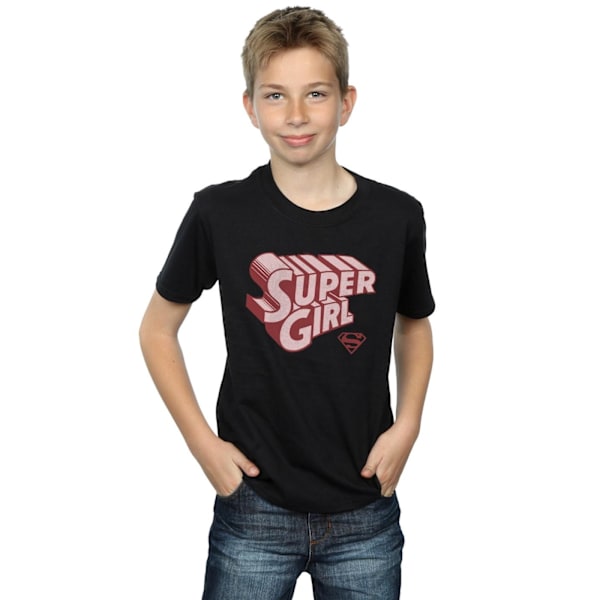 DC Comics Boys Supergirl Retro Logo T-shirt 12-13 år Svart Black 12-13 Years