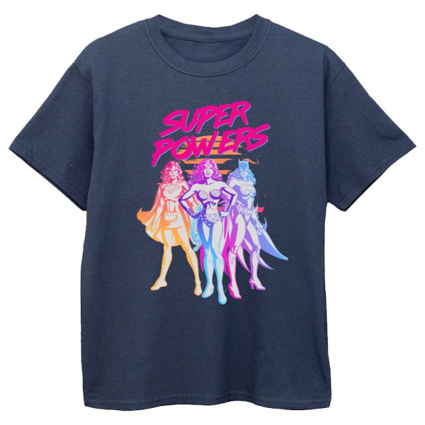 DC Comics Girls Super Powers Neon Tropics T-shirt i bomull 7-8 Ye Navy Blue 7-8 Years