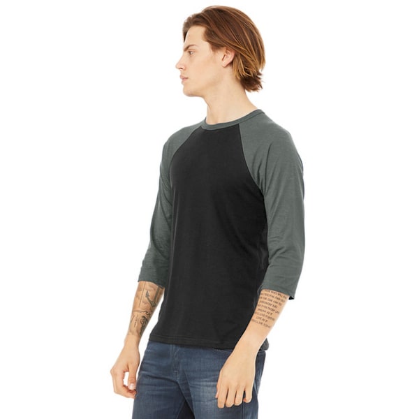 Canvas Herr 3/4 Ärms Baseboll T-shirt L Svart/ Mörk Heather G Black/ Deep Heather Grey L