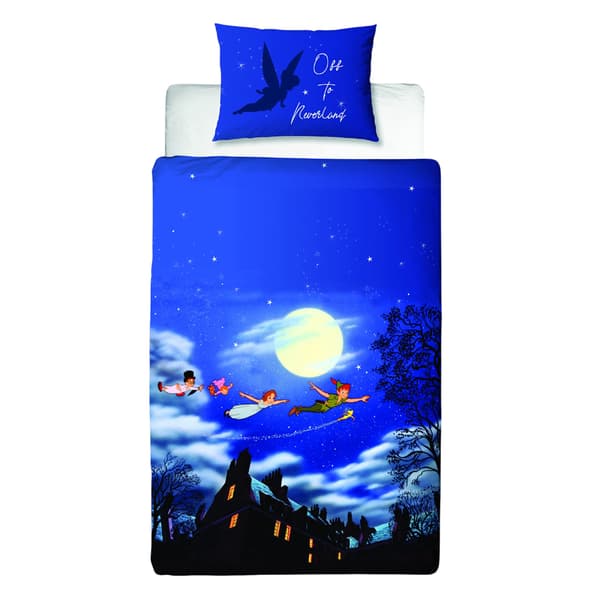 Peter Pan Vändbart Påslakanset Enkelt Blå/Svart/Vit Blue/Black/White Single