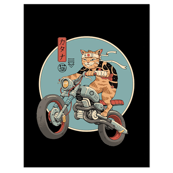 Vincent Trinidad Catana Motorcykel Inramad Affisch 40cm x 30cm Svart Black/Blue/Brown 40cm x 30cm