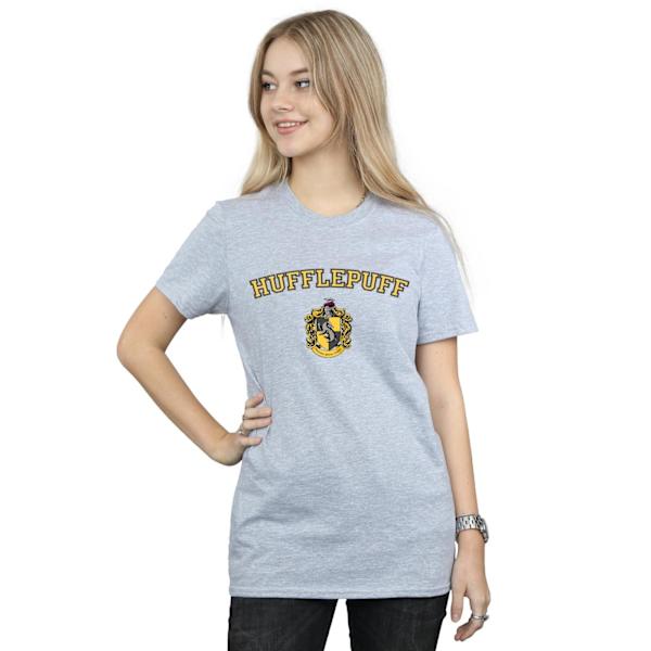 Harry Potter Dam/Kvinnor Hufflepuff Crest Bomull Boyfriend T- Sports Grey S