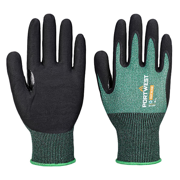 Portwest Unisex Vuxen AP15 - SG Cut B18 Nitril SkyddsHandskar ( Green/Black 11