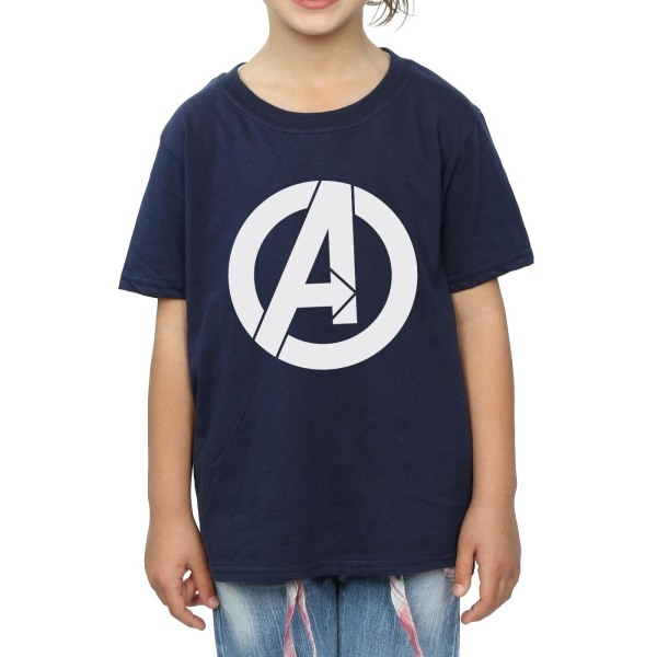 Marvel Girls Avengers Simple Logo Bomull T-shirt 12-13 År Marinblå Navy Blue 12-13 Years