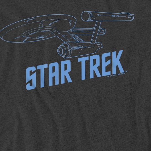 Star Trek Unisex Vuxen Enterprise Kontur T-Shirt L Gråmelerad Charcoal L