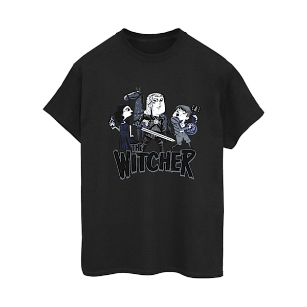 Netflix Dam/Damer The Witcher Team Illustrerad Bomull Boyfriend T-Shirt Black M