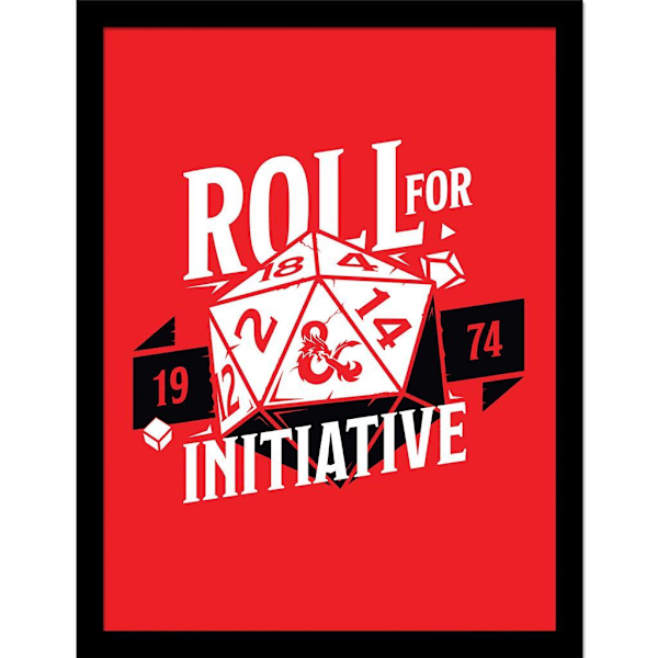 Dungeons & Dragons Roll For Initiative 1974 inramad affisch 40 cm Red/White/Black 40cm x 30cm