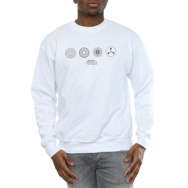 Fantastiska vidunder Mäns cirkulära ikoner Sweatshirt L Vit White L