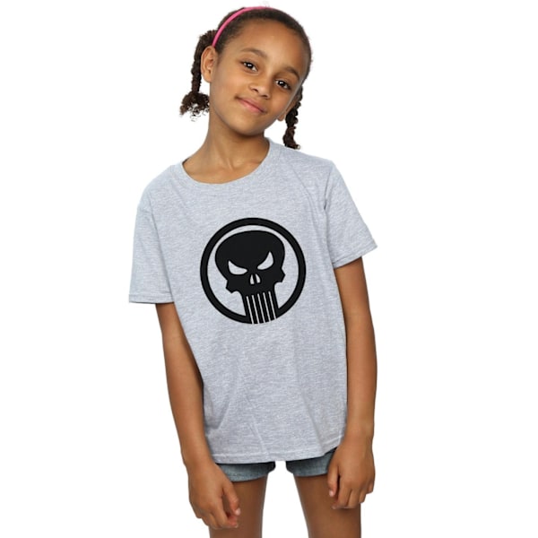 Marvel Girls The Punisher Skull Circle Bomull T-shirt 7-8 år Sports Grey 7-8 Years