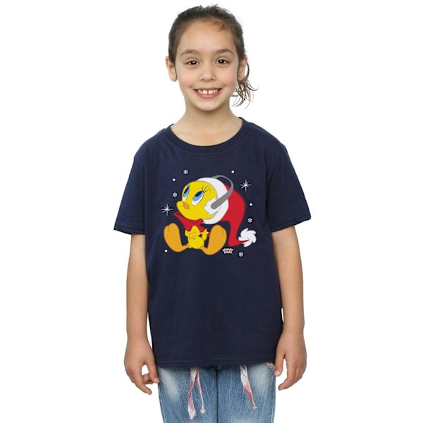 Looney Tunes Flickor Jul Tweety Bomull T-shirt 9-11 År N Navy Blue 9-11 Years