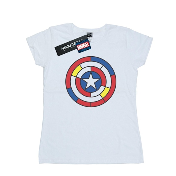 Marvel Dam/Damer Captain America Glasmålning Sköld Bomull White XL